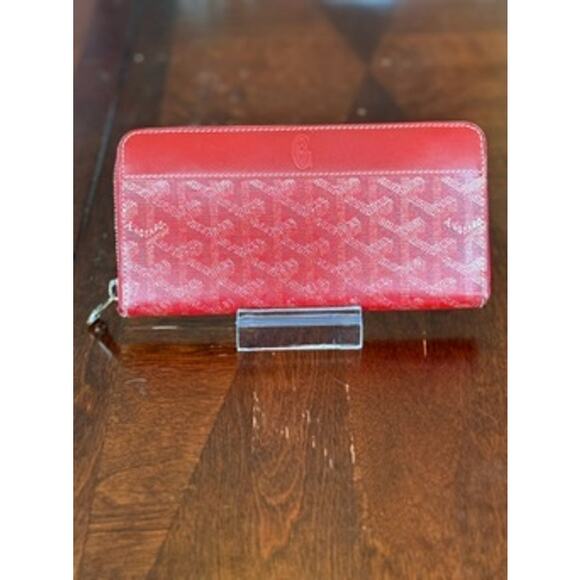 GOYARD  Goyardine Matignon Zip Around GM Wallet Red*EXCELLENT condition*BOX - Picture 7 of 16